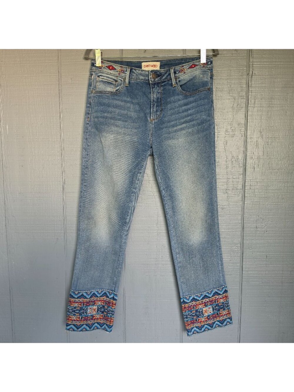 Driftwood Colette Embroidered Straight Leg Jeans Women’s 28 Boho Southwestern